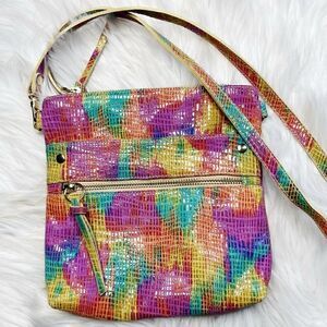 Marmi Leather Rainbow Shoulder Bag Pink Yellow